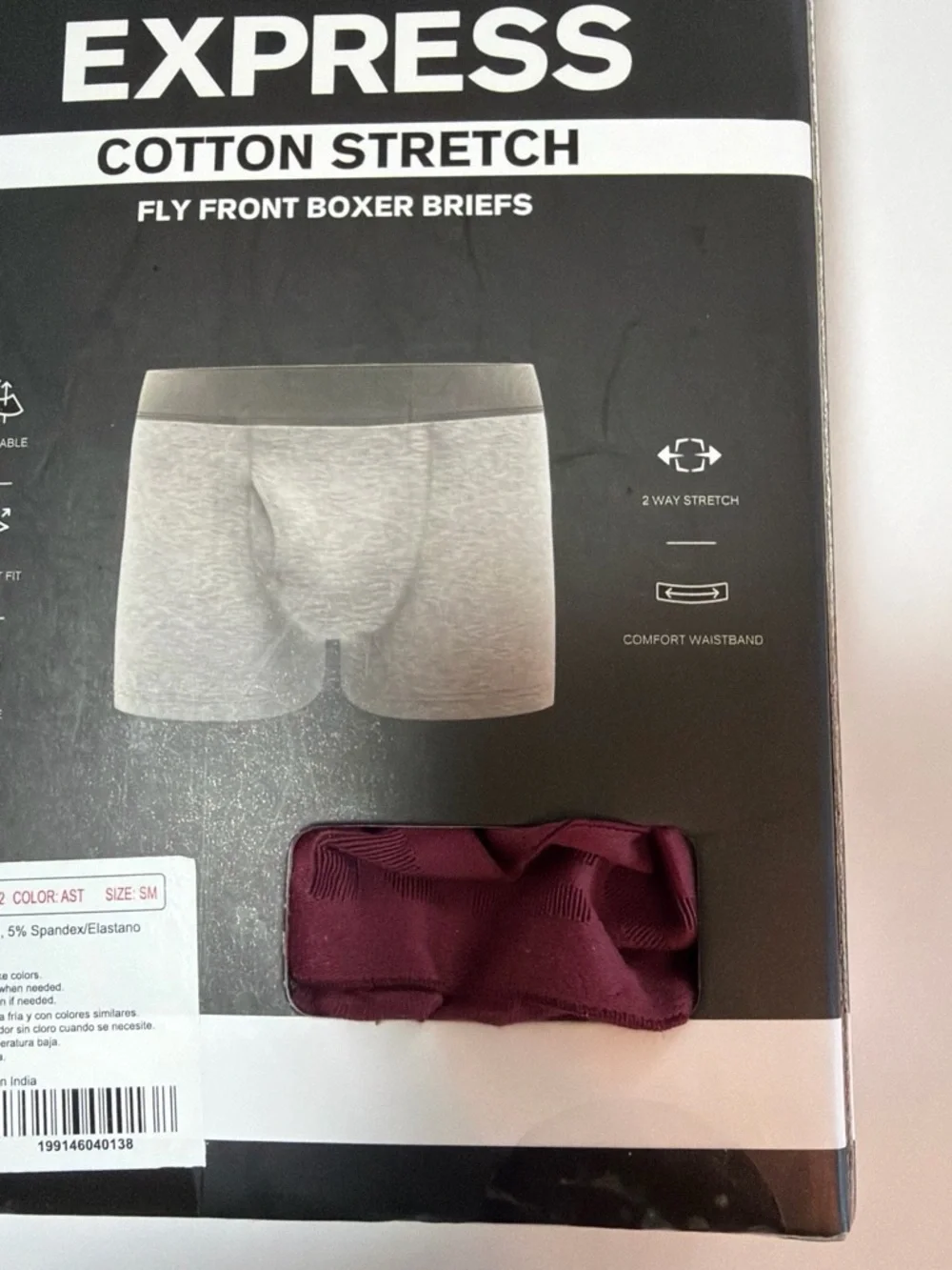 Express Men's Cotton Stretch Boxer Briefs 4-Pack in Size Small NWT